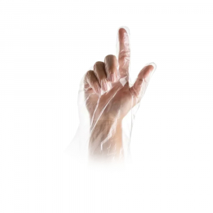 Ampri-Hygiene, Einweg-PE-Einmal-Handschuhe, MED COMFORT, gehmmert, ca 30 cm lang, transparent, Pkg  100 Stck, VE = 100 Pkg.