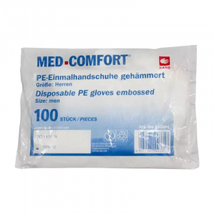 Ampri-Hygiene, Einweg-PE-Einmal-Handschuhe, MED COMFORT, gehmmert, ca 30 cm lang, transparent, Pkg  100 Stck, VE = 100 Pkg.