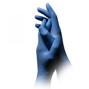 Ampri-Hygiene, Einweg-Latex-Einmal-Untersuchungs-Handschuhe, MED COMFORT BLUE, puderfrei, blau, Pkg  100 Stck, VE = 1 Pkg.