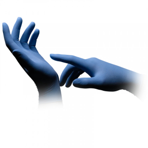 Ampri-Hygiene, Einweg-Latex-Einmal-Untersuchungs-Handschuhe, MED COMFORT BLUE, puderfrei, blau, Pkg  100 Stck, VE = 1 Pkg.