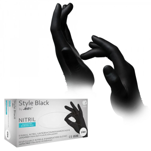 AMPRI-Hygiene, Einweg-Nitril-Einmal-Untersuchungs-Handschuhe, STYLE BLACK, ungepudert, schwarz, Pkg  100 Stck, VE = 10 Pkg.