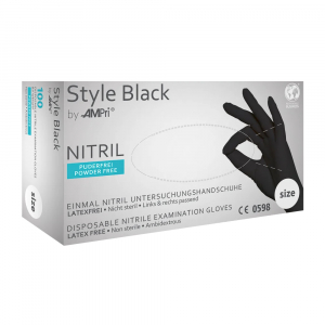 AMPRI-Hygiene, Einweg-Nitril-Einmal-Untersuchungs-Handschuhe, STYLE BLACK, ungepudert, schwarz, Pkg  100 Stck, VE = 10 Pkg.