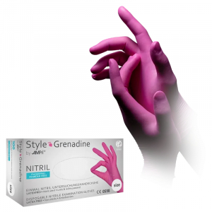 AMPRI-Hygiene, Einweg-Nitril-Einmal-Untersuchungs-Handschuhe, STYLE BERRY, puderfrei, magenta, Pkg  100 Stck, VE = 10 Pkg.