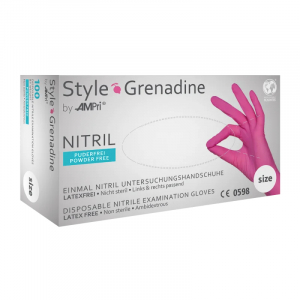 AMPRI-Hygiene, Einweg-Nitril-Einmal-Untersuchungs-Handschuhe, STYLE BERRY, puderfrei, magenta, Pkg  100 Stck, VE = 10 Pkg.