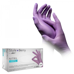 AMPRI-Hygiene, Einweg-Nitril-Einmal-Untersuchungs-Handschuhe, STYLE BERRY, puderfrei, ila, Pkg  100 Stck, VE = 10 Pkg.