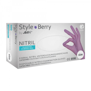 AMPRI-Hygiene, Einweg-Nitril-Einmal-Untersuchungs-Handschuhe, STYLE BERRY, puderfrei, ila, Pkg  100 Stck, VE = 10 Pkg.