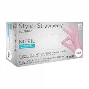 AMPRI-Hygiene, Einweg-Nitril-Einmal-Untersuchungs-Handschuhe, STYLE STRAWBERRY, puderfrei, rosa, Pkg  100 Stck, VE = 10 Pkg.