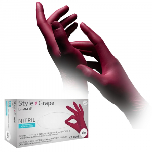 AMPRI-Hygiene, Einweg-Nitril-Einmal-Untersuchungs-Handschuhe, STYLE GRAPE, puderfrei, bordeaux, Pkg  100 Stck, VE = 10 Pkg.