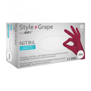 AMPRI-Hygiene, Einweg-Nitril-Einmal-Untersuchungs-Handschuhe, STYLE GRAPE, puderfrei, bordeaux, Pkg  100 Stck, VE = 10 Pkg.