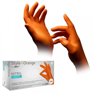 AMPRI-Hygiene, Einweg-Nitril-Einmal-Untersuchungs-Handschuhe, STYLE ORANGE, puderfrei, orange, Pkg  100 Stck, VE = 10 Pkg.