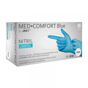AMPRI-Hygiene, Einweg-Nitril-Einmal-Untersuchungs-Handschuhe, BLUE COMFORT, puderfrei, blau, Pkg  100 Stck, VE = 10 Pkg.