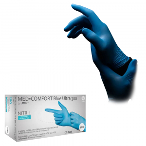 AMPRI-Hygiene, Einweg-Nitril-Einmal-Handschuhe, MED COMFORT BLUE ULTRA 300, puderfrei, blau, Pkg  100 Stck, VE = 10 Pkg.