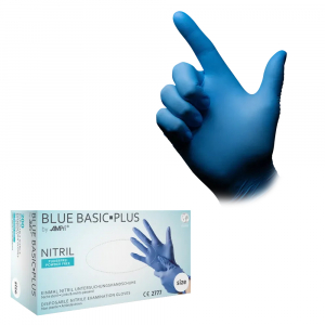 AMPRI-Hygiene, Einweg-Nitril-Einmal-Handschuhe, BLUE BASIC PLUS, puderfrei, unsteril, Pkg � 200 St�ck, VE = 10 Pkg, blau