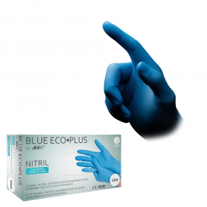 AMPRI-Hygiene, Einweg-Nitril-Einmal-Untersuchungs-Handschuhe, BLUE ECO PLUS, puderfrei, blau, Pkg  100 Stck, VE = 1 Pkg.