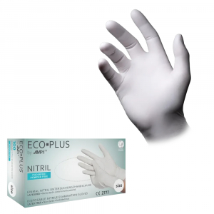 AMPRI-Hygiene, Einweg-Nitril-Einmal-Untersuchungs-Handschuhe, ECO PLUS, puderfrei, wei, Pkg  100 Stck, VE = 1 Pkg.