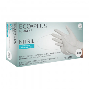 AMPRI-Hygiene, Einweg-Nitril-Einmal-Untersuchungs-Handschuhe, ECO PLUS, puderfrei, wei, Pkg  100 Stck, VE = 1 Pkg.