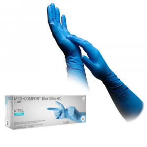 AMPRI-Hygiene, Einweg-Nitril-Einmal-Handschuhe, MED COMFORT BLUE ULTRA 400, puderfrei, blau, Pkg  50 Stck, VE = 20 Pkg.