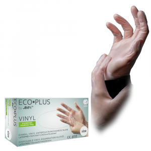 AMPRI-Hygiene, Einweg-Vinyl-Einmal-Untersuchungs-Handschuhe, ECO PLUS, puderfrei, wei, Pkg  100 Stck, VE = 10 Pkg.