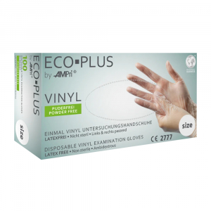 AMPRI-Hygiene, Einweg-Vinyl-Einmal-Untersuchungs-Handschuhe, ECO PLUS, puderfrei, wei, Pkg  100 Stck, VE = 10 Pkg.