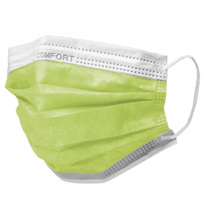 AMPRI-Hygiene, Einweg-Mundschutz, Einmal-Maske, MED COMFORT, 3-lagig, runde Elastikb�nder, limette, VE = 50 St�ck