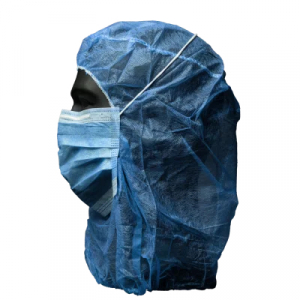 AMPRI-Hygiene, Einweg-Astronauten-Hauben, Einmalhauben, MED COMFORT, 2-lagig, mit Mundschutz, blau, VE = 100 St�ck