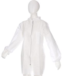 AMPRI-Einweg-PP-Vlies-Besucherjacke, MED COMFORT, mit Rei�verschluss, VE = 100 St�ck, wei�