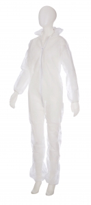 AMPRI-Hygiene, PE-Einweg-Overall, Schutzanzug, Einmal-Schutzoverall, MED COMFORT, mit Kapuze, wei�, VE = Karton � 50 St�ck