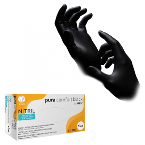 AMPRI-Einweg-Nitril-Handschuhe, puracomfort black, puderfrei, schwarz, Pkg.  100 Stk.