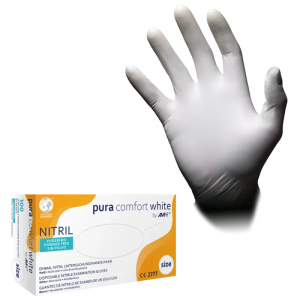 Ampri-Hygiene, Einweg-Einmal-Nitrilhandschuhe, PURA COMFORT, puderfrei, wei, Pkg  100 Stck, VE = 10 Pkg.