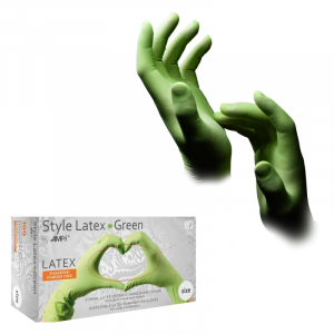 AMPRI-Style Latex Green, Latex-Untersuchungshandschuhe, puderfrei, gr�n
