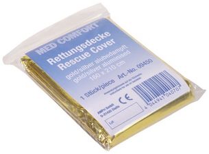 AMPRI-Hygiene, Rettungsdecke, MED COMFORT, 210 x 160 cm, eine Seite gold, eine Seite silber, VE = 1 Stck