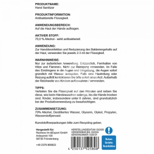 HAND-SANITIZER - Handdesinfektion - Hnde-Desinfektionsmittel, 500 ml