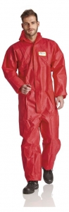Pro-Safe-Hygiene, SMS-Einweg-Overall, Schutzanzug, Einmal-Schutzoverall, 3lg, CE CAT III, Typ 5+6, rot, VE = 1 St�ck