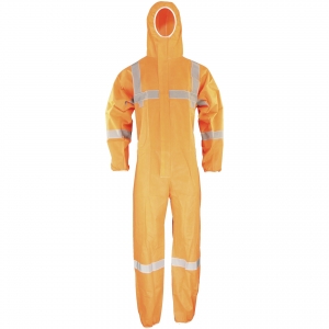 ASATEX-Hygiene, CoverBase HighVis Einweg-Overall, Schutzanzug, Einmal-Schutzoverall, C-5HV, orange, VE = 50 Stk.