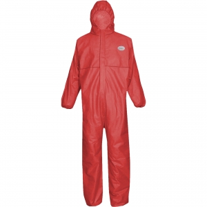 ASATEX-Hygiene, CoverBase Einweg-Overall, Schutzanzug, Einmal-Schutzoverall, SMS-4, rot, VE = 50 Stk.