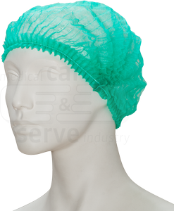 WIROS-care&serve-Hygiene, Einweg-Vlies-Hauben, Einmalhauben, Clip, grn, Pkg.  100 Stck, VE = 1000 Stck