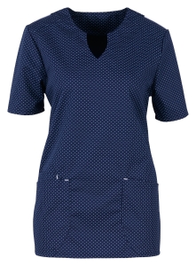 BEB-Jobwear, Damen-Schlupfkasack, 195 g/m, marine/wei gepunktet