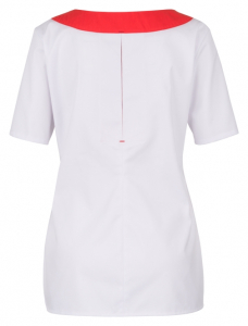 BEB-Jobwear, Damenkasack, Arbeits-Berufs-Kasack, Stretchgewebe, 215 g/m, weiss/rot