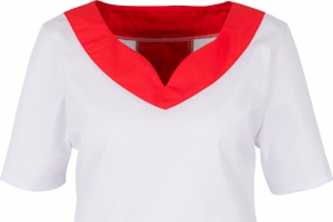 BEB-Jobwear, Damenkasack, Arbeits-Berufs-Kasack, Stretchgewebe, 215 g/m, weiss/rot