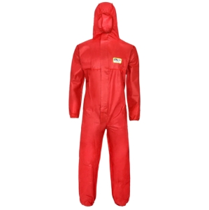 Pro-Safe-Hygiene, SMS-Einweg-Overall, Schutzanzug, Einmal-Schutzoverall, 3lg, CE CAT III, Typ 5+6, rot, VE = 1 St�ck