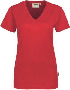 HAKRO-Jobwear, Damen-T-Shirt, Arbeitsshirt, V-Ausschnitt Classic, rot