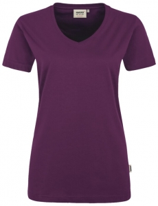 HAKRO-Jobwear, Damen-T-Shirt, Arbeitsshirt, V-Ausschnitt Performance, aubergine